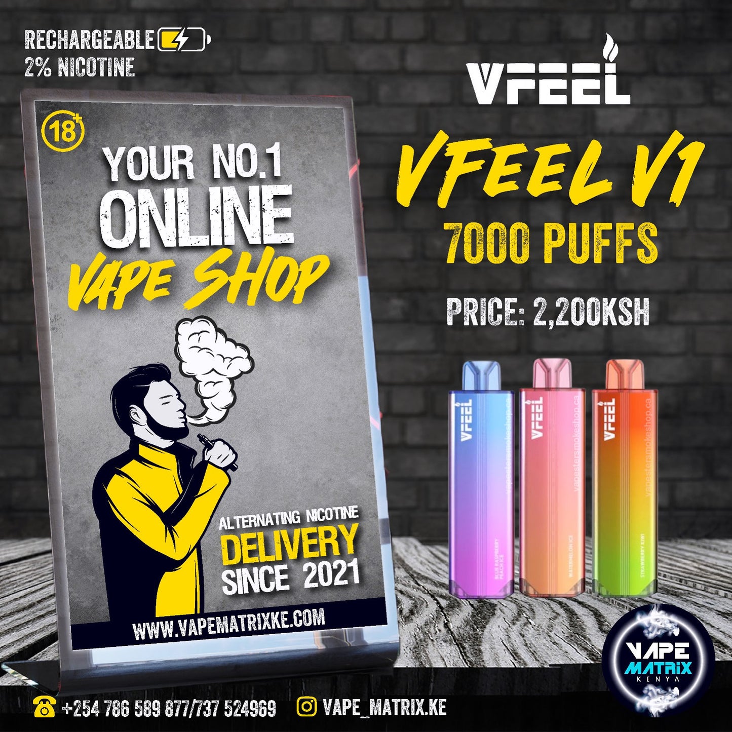 VFEEL V1 7, PUFFS 2% NIC