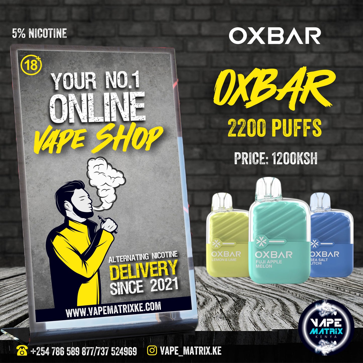 OXBAR MINI 2200 PUFFS DISPOSABLE 5% NIC