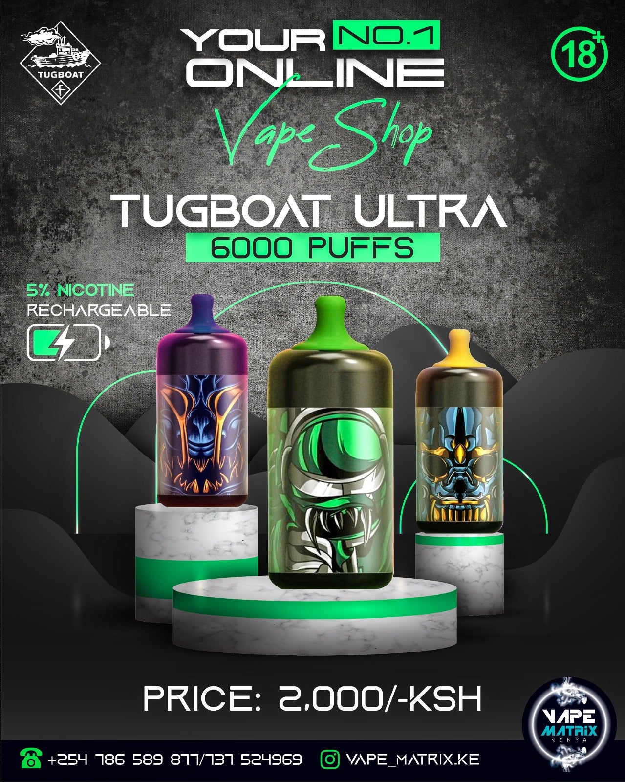 TUGBOAT ULTRA 6000 puffs 5% salt nic